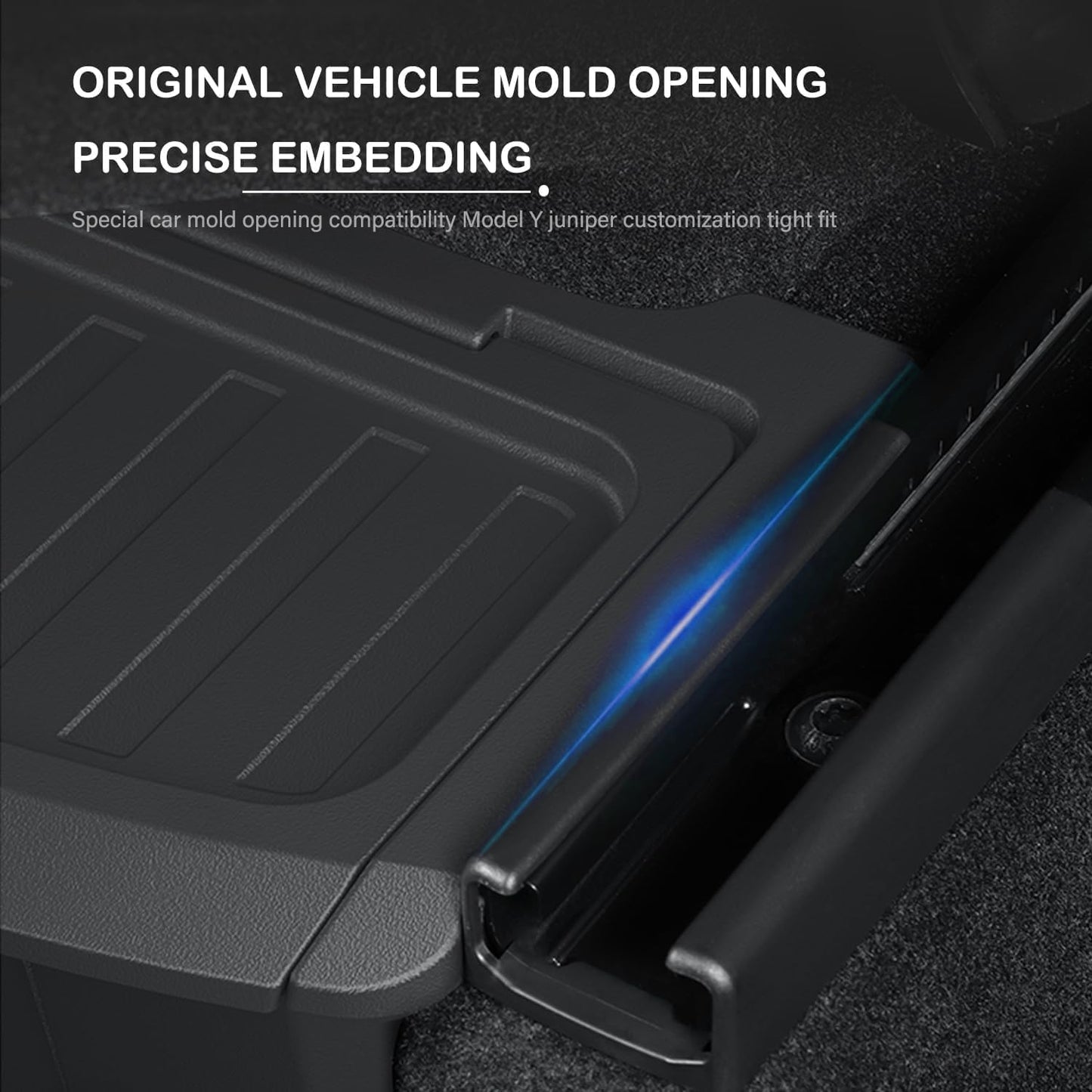 Rear Center Console Floor Storage Box for Tesla Model Y Juniper 2025 2026 Rear Center Console Organizer - 2nd Row Seat Organizer Bin for Model Y Juniper Accessories TPE Black