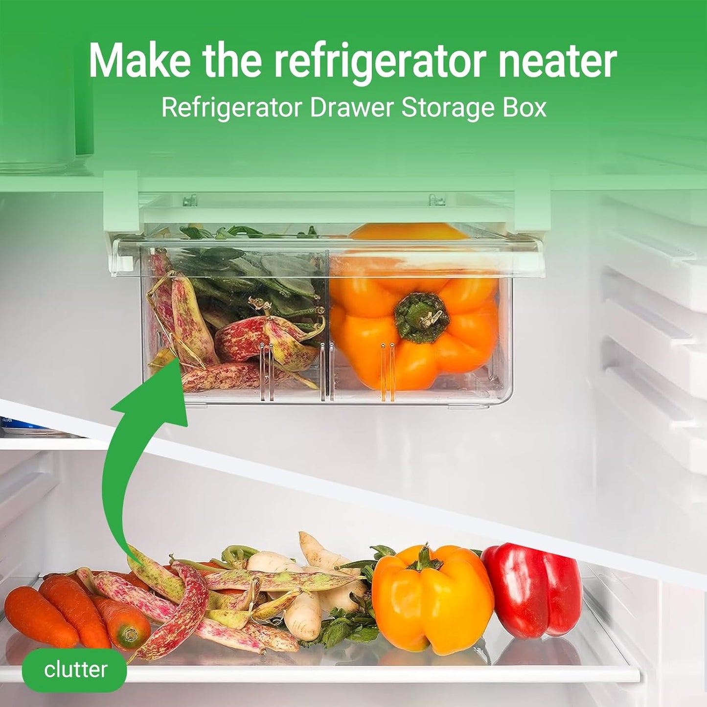 12 in refrigerator drawer - fridge drawer organizer for Deli Meat, Cheese, Produce and More, Stretchable and Deep Storage