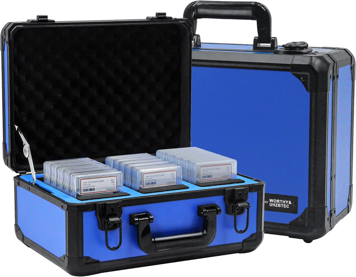 Graded Card Storage Box; Durable Sports, PSA Card Storage Case- Trading Card Storage Box - PSA Slab Case For Top Loaders (BLUE, 14.17x11.2x7 inches)