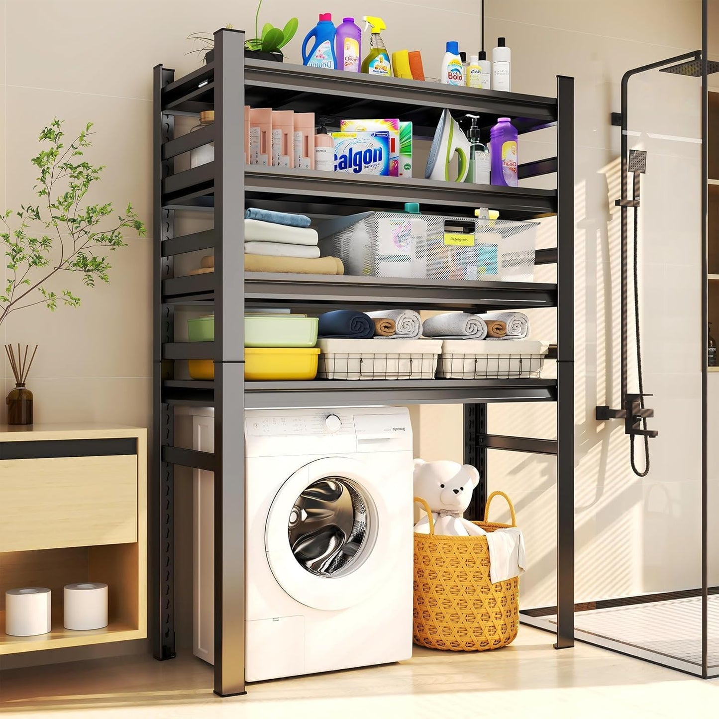 Garage Storage Shelves,5 Tier Shelving Unit, 40 inch Wide, 18” Deep, 78” Tall Organizer Metal Shelf for Basement/Laundry/Pantry Heavy Duty, Adjustable,Easy to Install (4Tier-(39.4"x11.8"x63"))