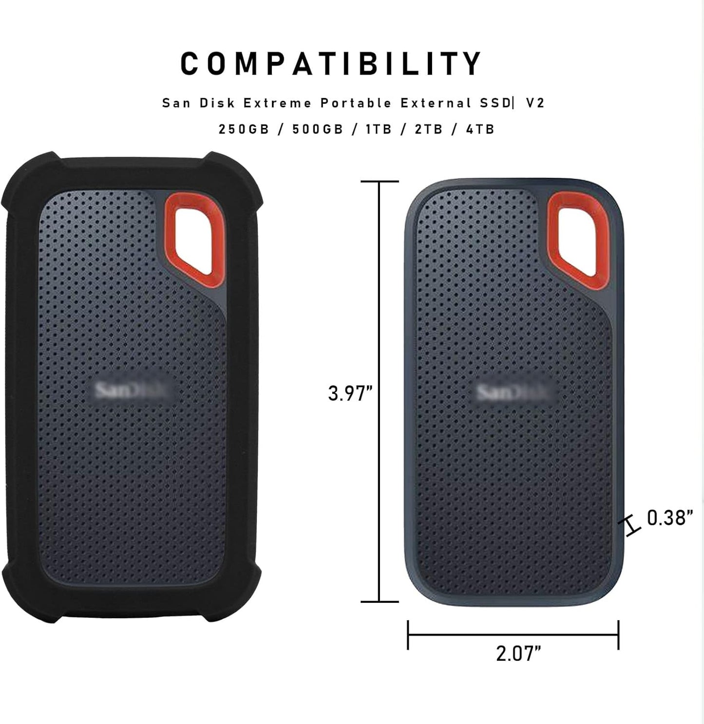 LEFXMOPHY Case Cover Replacement for SanDisk Extreme Portable New Generation SDSSDE61 500GB 1TB 2TB 4TB External SSD, E61 Soft Silicone Portective Skin Sleeve, Black