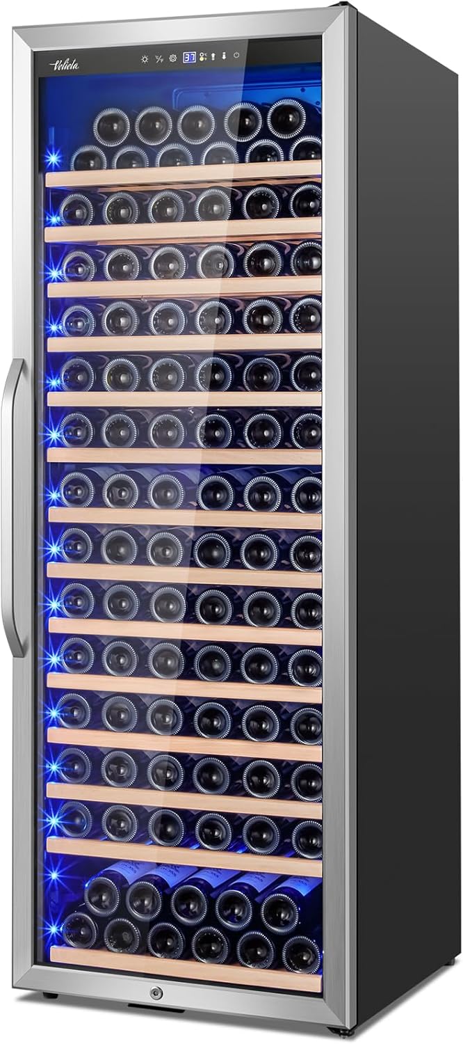 24 Inch Wine Cooler Refrigerator Freestanding, Large Tall Built-in 154-Bottles Wine Fridge, Large Capacity Wine Cellar For Wine Collection, Wine Lovers
