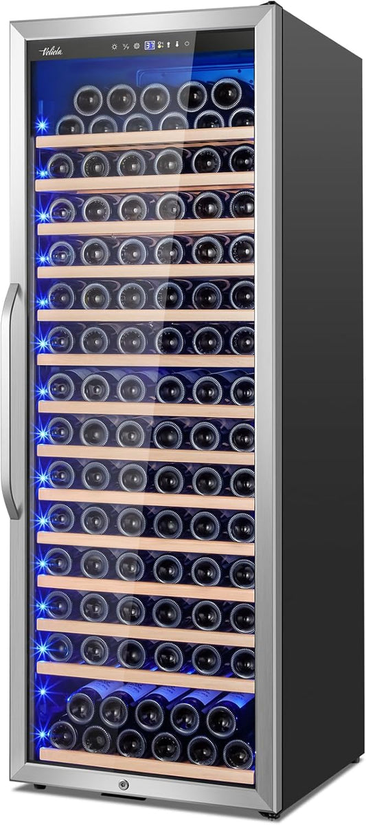 24 Inch Wine Cooler Refrigerator Freestanding, Large Tall Built-in 154-Bottles Wine Fridge, Large Capacity Wine Cellar For Wine Collection, Wine Lovers