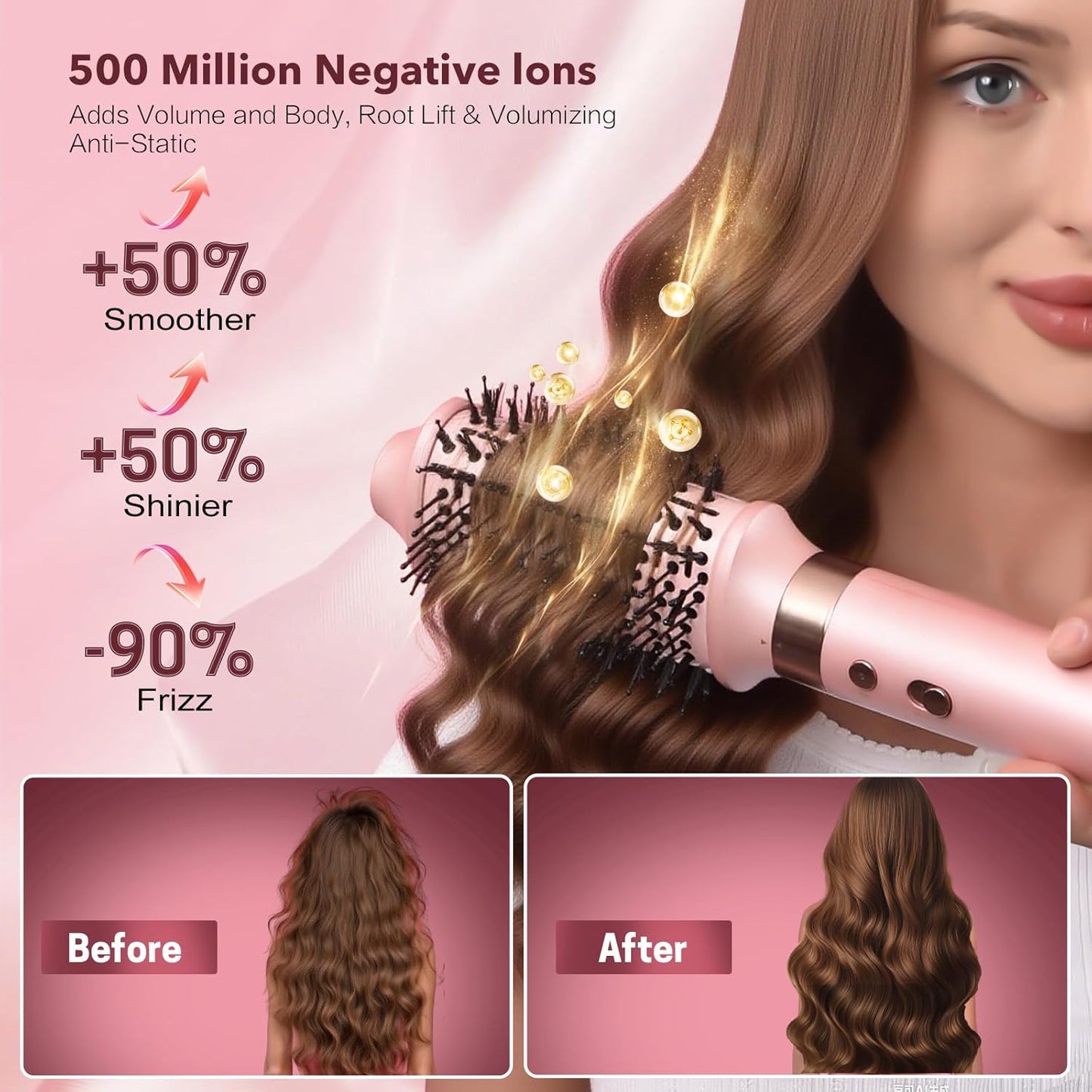 Dual Voltage StyleVibe 6-in-1 Air Styler, Hair Dryer & Blow Dryer Brush with Travel Case - Auto Wrap Curls (L/R), Fast Drying, Thermal Brush for Blowouts & Frizz-Free Volume, No Heat Damage