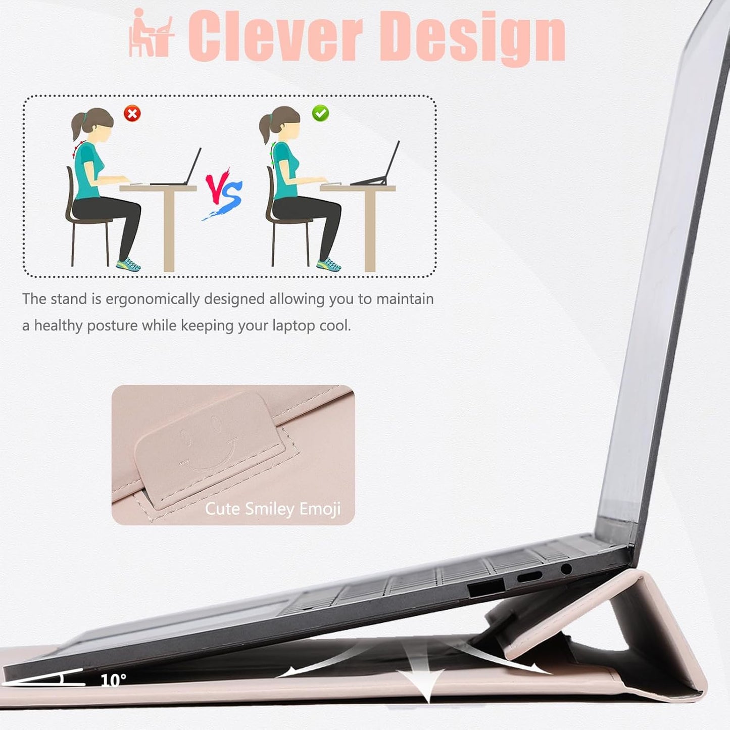 HYZUO 15-16 Inch Laptop Sleeve Case with Stand Feature for MacBook Pro 16 M4/M3/M2/M1 Pro/Max 2025-2019, XPS 15, MacBook Pro 15 2015-2012, Samsung Galaxy Book Flex/Pro 15, Apricot