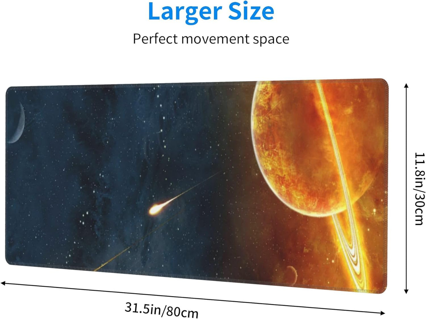 Cosmic Planet Comet Large Mouse Pad, Gaming Desk Mat, XL Keyboard Desk Pad Mat for Desktop, 31.5"x11.8" Non-Slip Base Big Mousepad with Stitched Edges