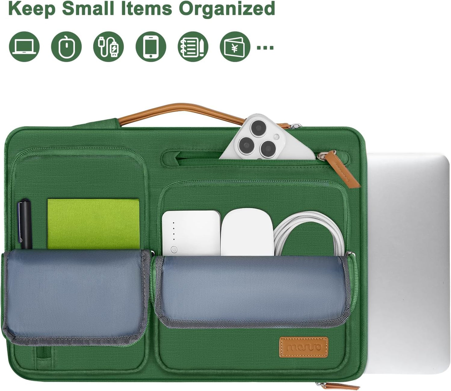 MOSISO 360 Protective Laptop Case 16 inch, 15-15.6 inch Laptop Sleeve Compatible with MacBook Pro 16, HP, Acer, Dell, Lenovo, ASUS, Side Open Carrying Case with 4 Zipper Pockets&Handle, Jungle Green