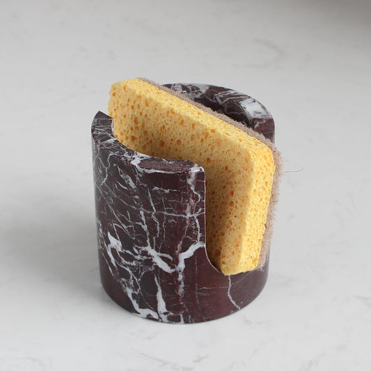 Natural Marble Travertine Sponge Holder for Kitchen Counter, Drying Rack, Sponge Caddy for Sink Organizer - Rosa Levanto Marble