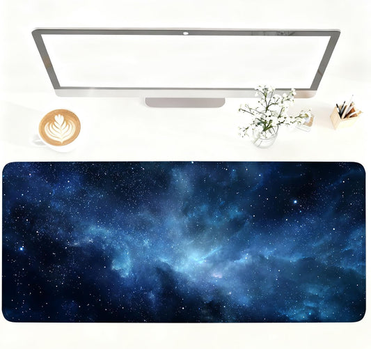 Galaxy Mouse Pad – Large Extended Desk Mat 35.43 x 15.75 in – Deep Space Nebula Starry Sky Design, Non-Slip Base, Waterproof Surface, Oversized Keyboard & Mouse Pad for Gaming or Office