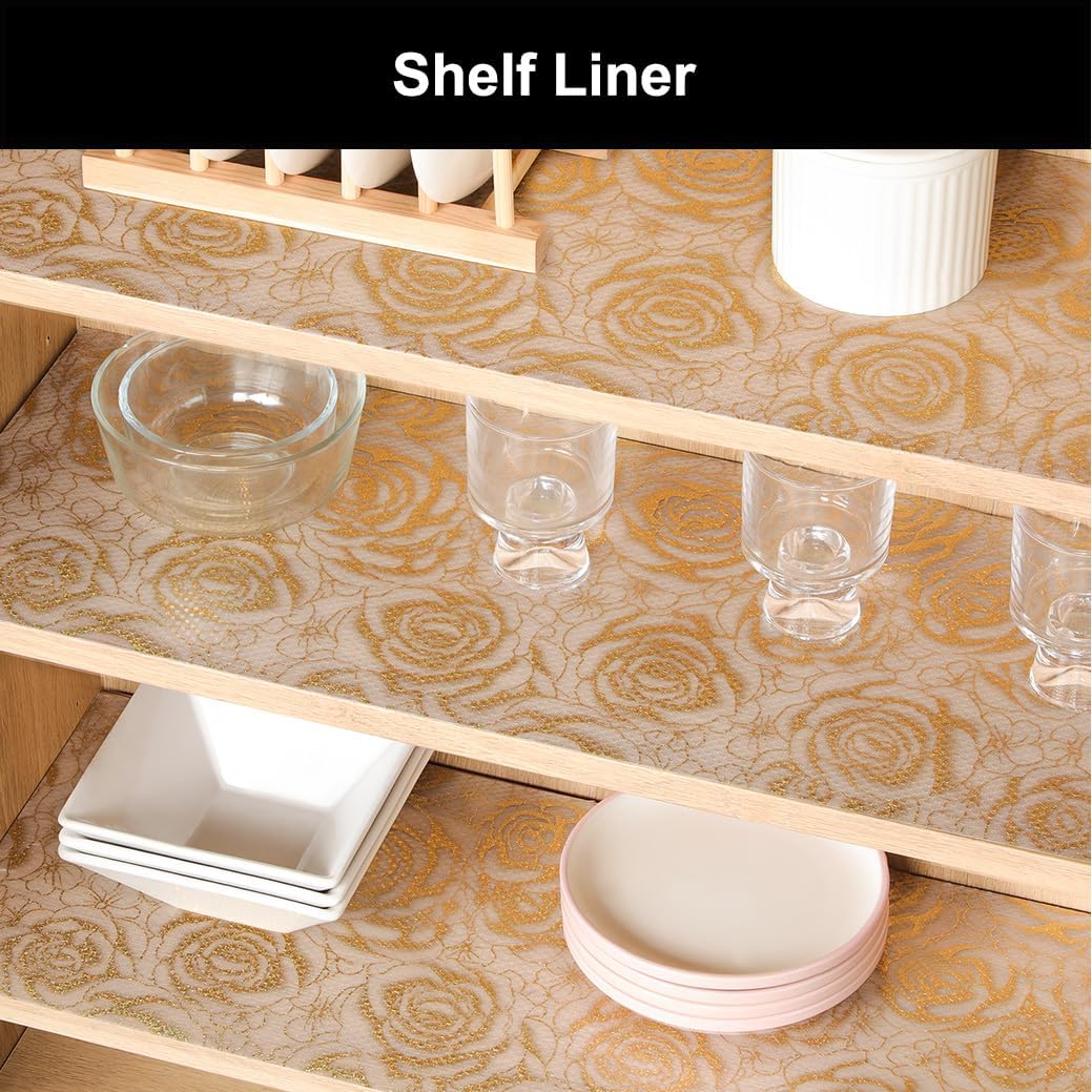 Cooyes Shelf Liner – Premium Non-Adhesive Cabinet & Drawer Liner for Kitchen – Waterproof Shelf Paper with Modern Pattern – Durable EVA Cabinet Mat – Easy to Cut （17.5" W x 197" L）