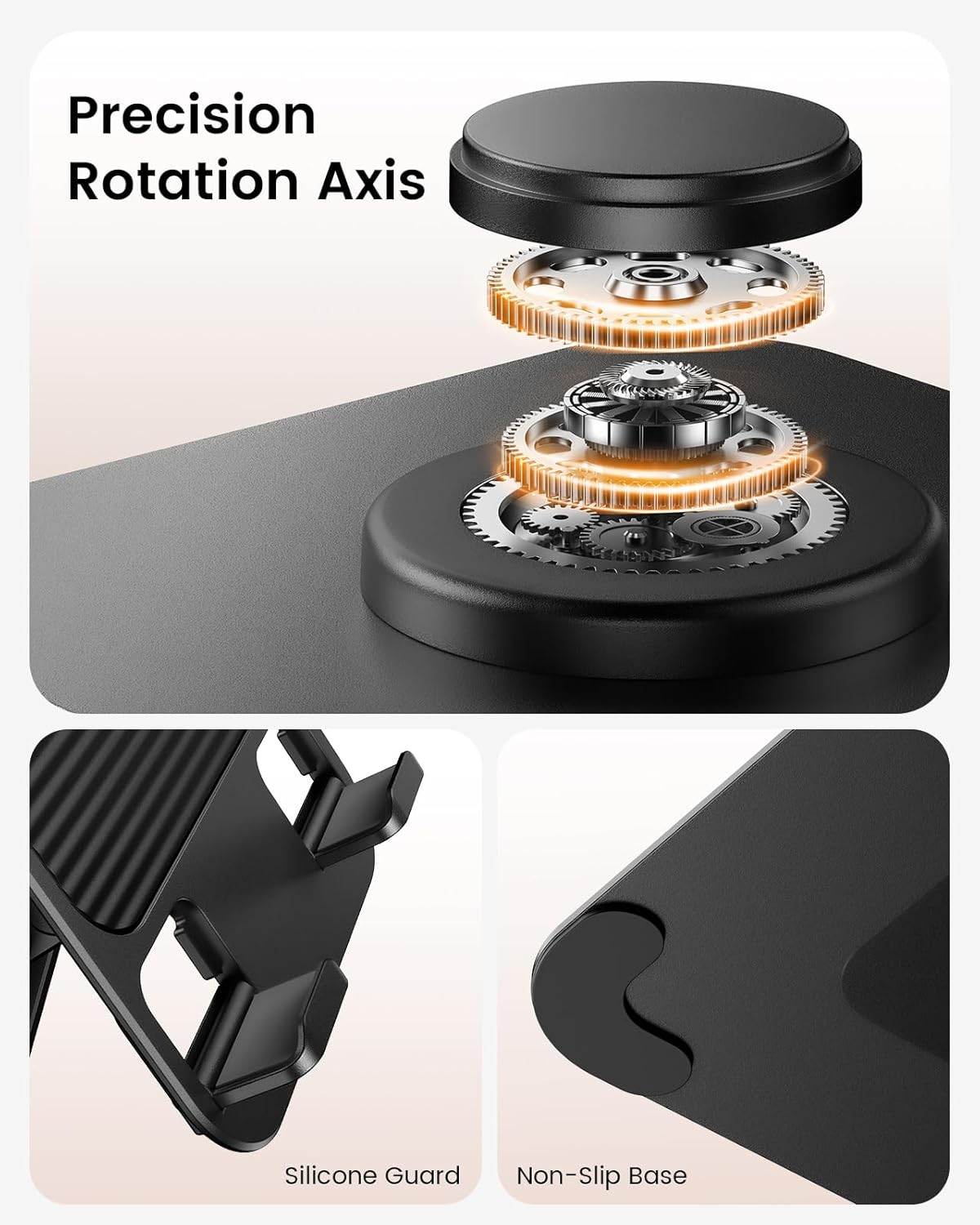 Lamicall Rotating Tablet Stand for Desk - [Fully Adjustable][Foldable & Portable] iPad Stand with Heavy-Duty Base, Tablet Holder for 4.7-13" Devices, 2025 iPad Pro Air Mini, Kindle, iPhone 17 Pro Max
