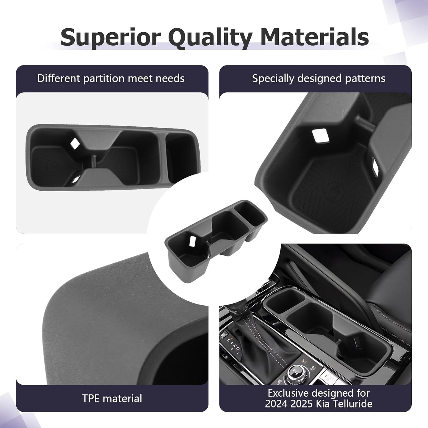 LUWU Cup Holder Compatible with 2020 2021 2022 2023 2024 2025 Kia Telluride Center Console Organizer Drink Holder Replacement for 2025 Kia Telluride Accessories (Compatible with 2020-2025 Telluride)