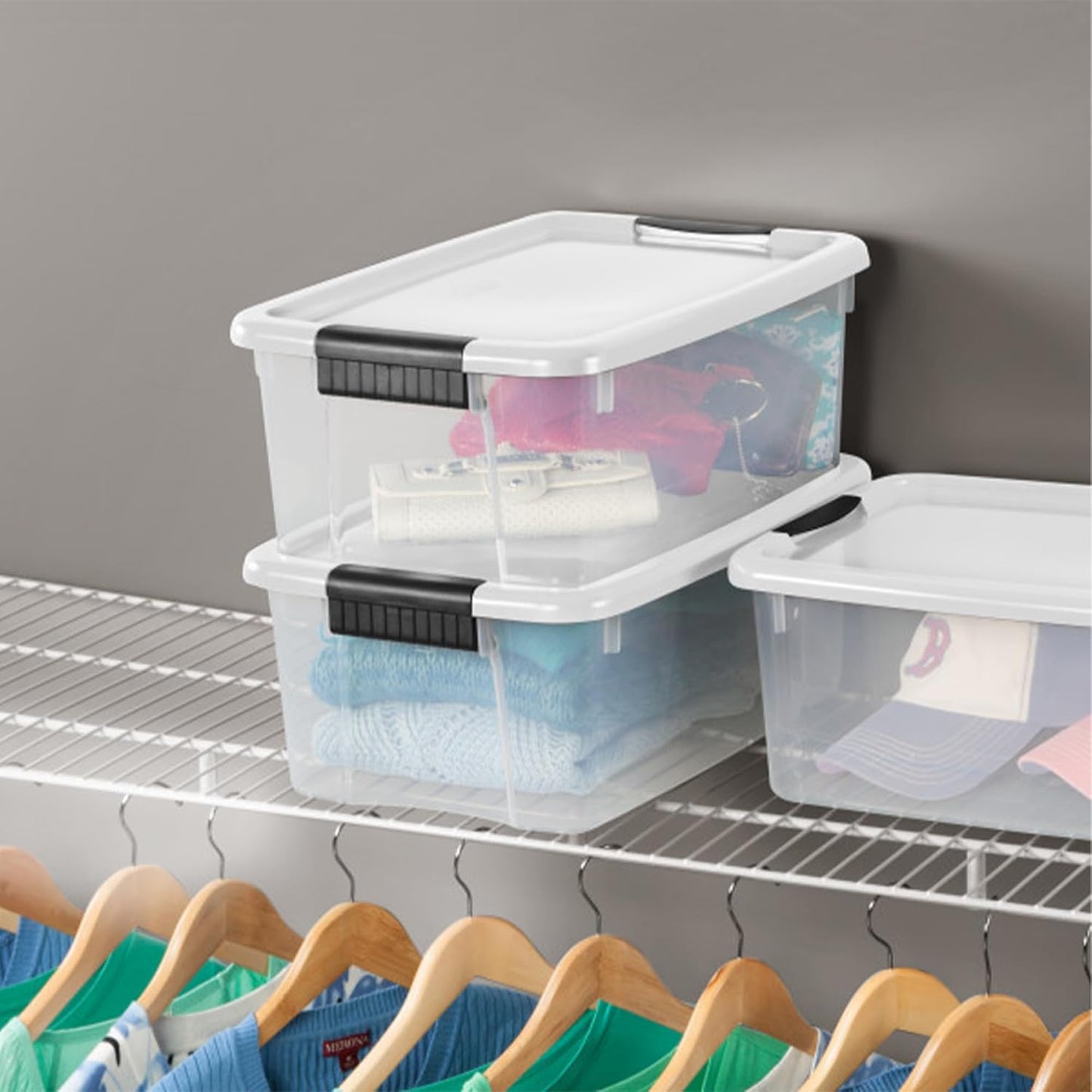 Sterilite 12-Pack Ultra Latching Box, Storage Bins with Lids, Clear Plastic, 18 Quart - Heavy-Duty Organizing Containers for Closet, Bathroom, and Office