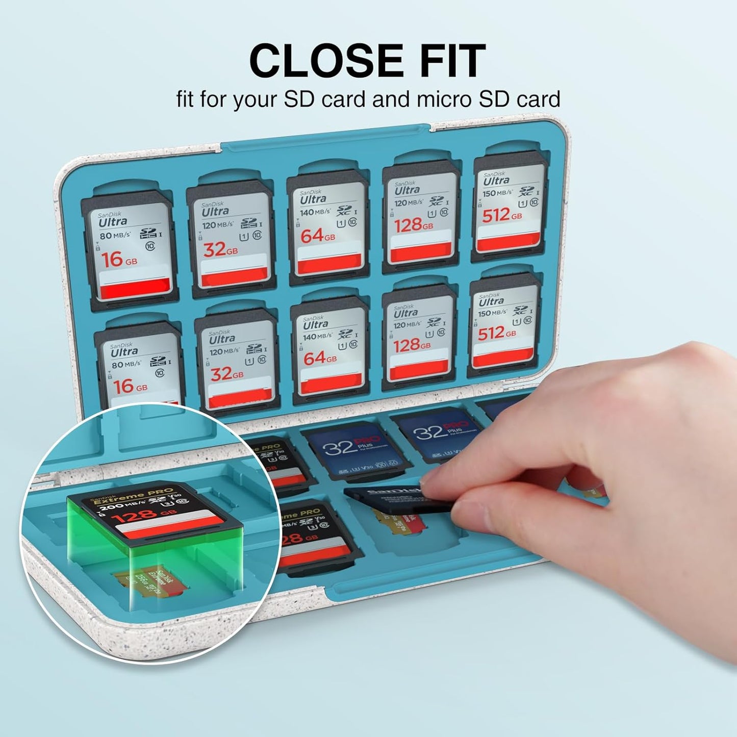 HEIYING Memory Card Case for SD/TF Cards,Portable SD Card Holder Storage Case Compatible with 20 SDXC SDHC and 20 TF Cards Slots