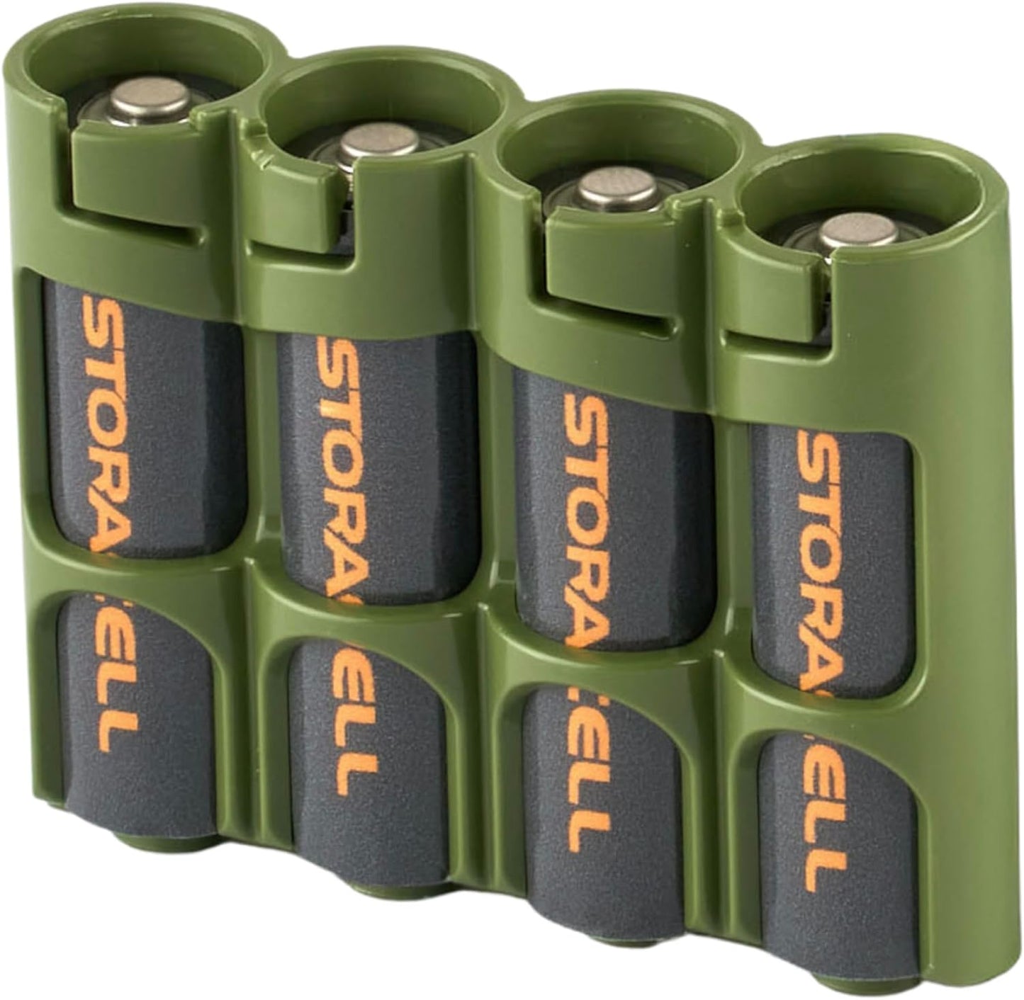 Storacell by Powerpax Slimline AA Battery Storage Caddy, Military Green - Holds 4 Batteries (Not Included)