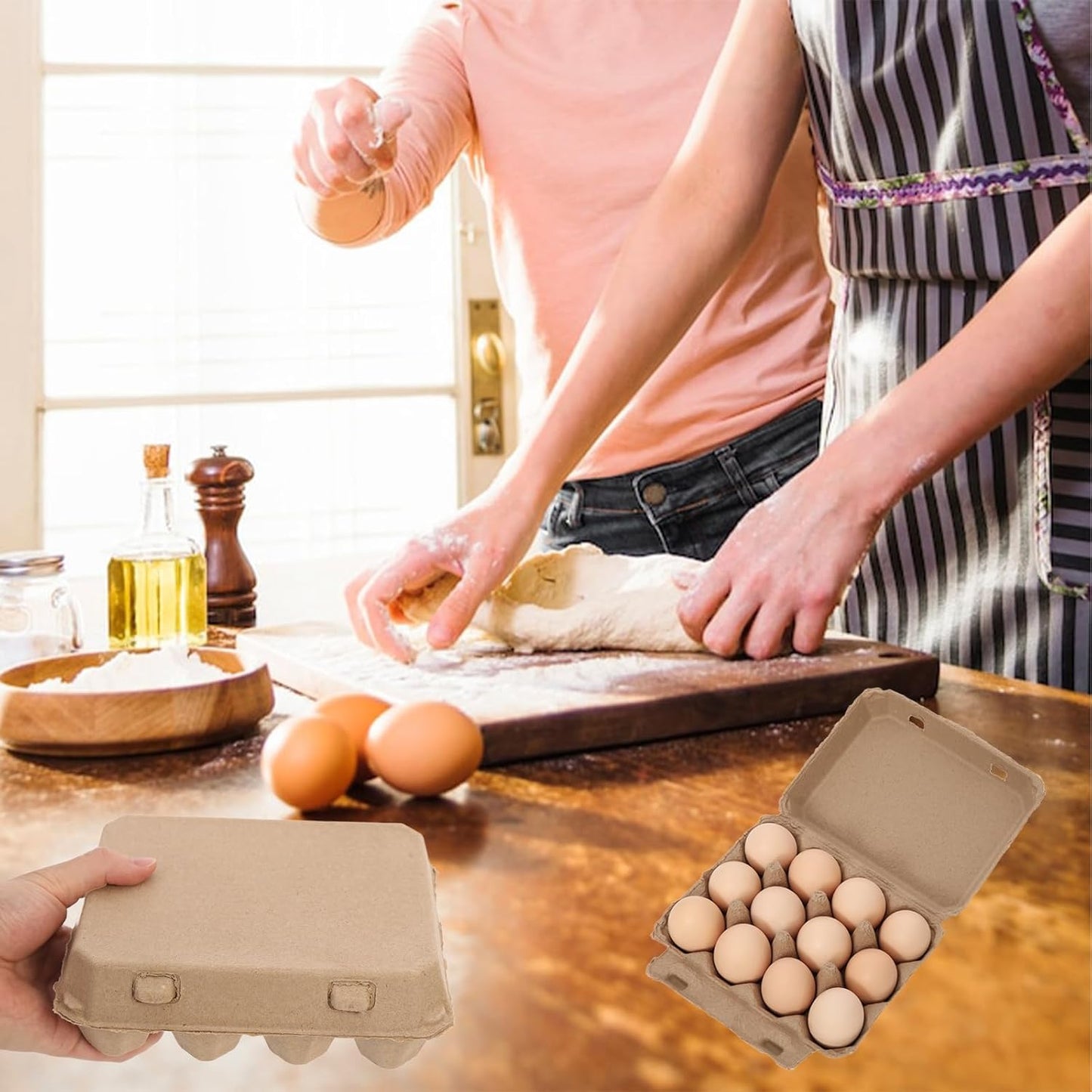 20 Pack Egg Cartons Bulk, 3x4 Style Reusable Empty Natural Paper Pulp Egg Cartons, Sturdy Design Egg Holder Containers for Fresh Chicken Eggs