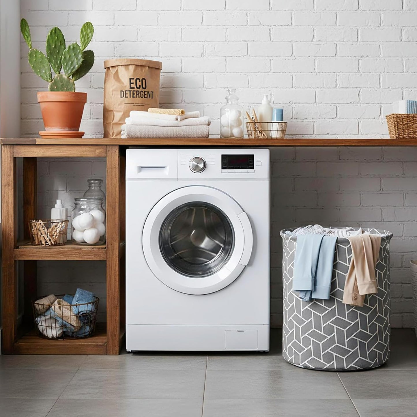 Patelai 3 Pieces Large Laundry Hamper Round Collapsible Organizer Storage Bin Waterproof Foldable Dirty Clothes Laundry Basket for Home Bathroom(Geometric)