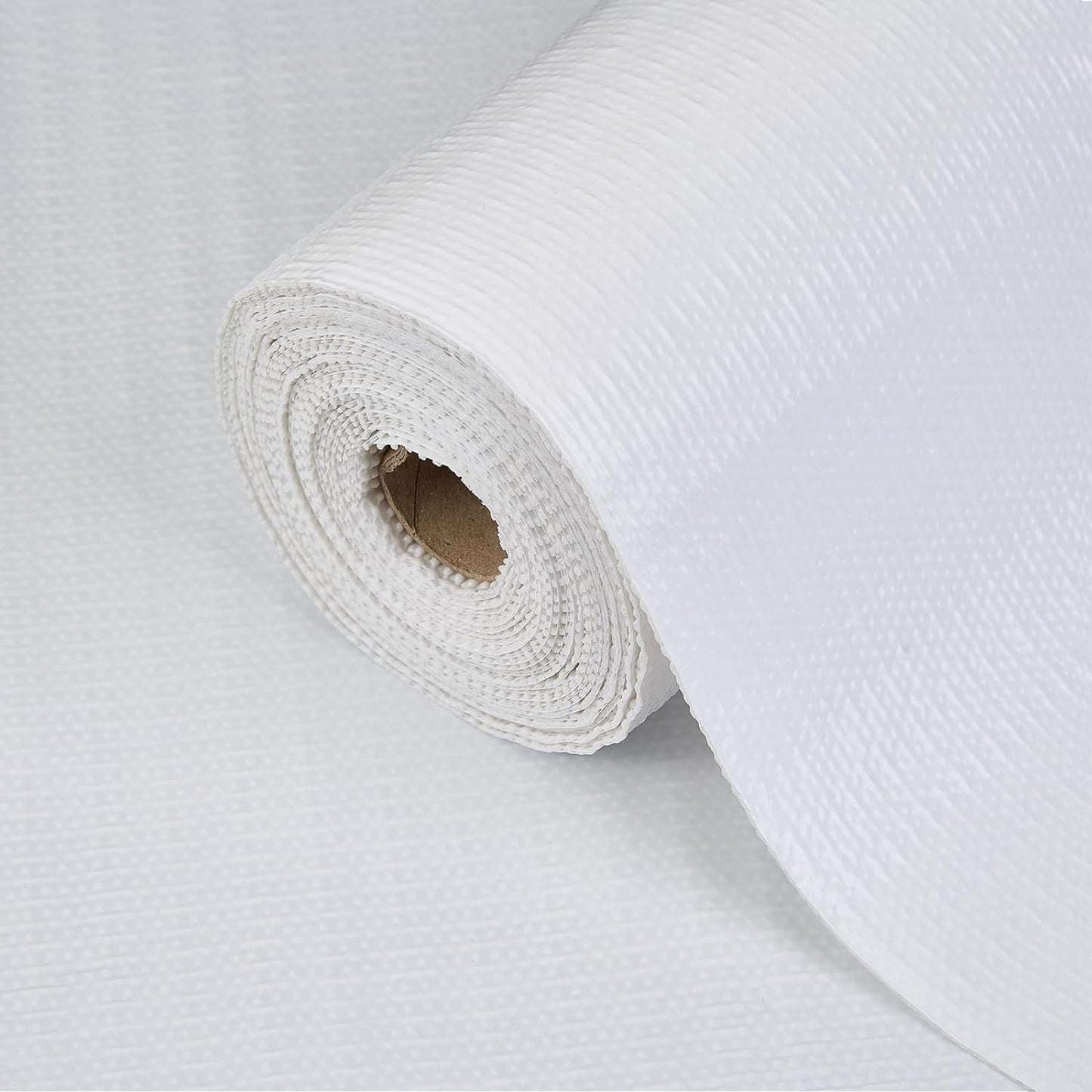 Drawer Shelf Liner for Kitchen Cabinets, Non Adhesive Slip Resistant Shelf Paper Easy to Clean, Strong Grip Thickened Waterproof Washable Mats for Pantry Shelves Cupboard Dresser, White, 17.5in x 20FT