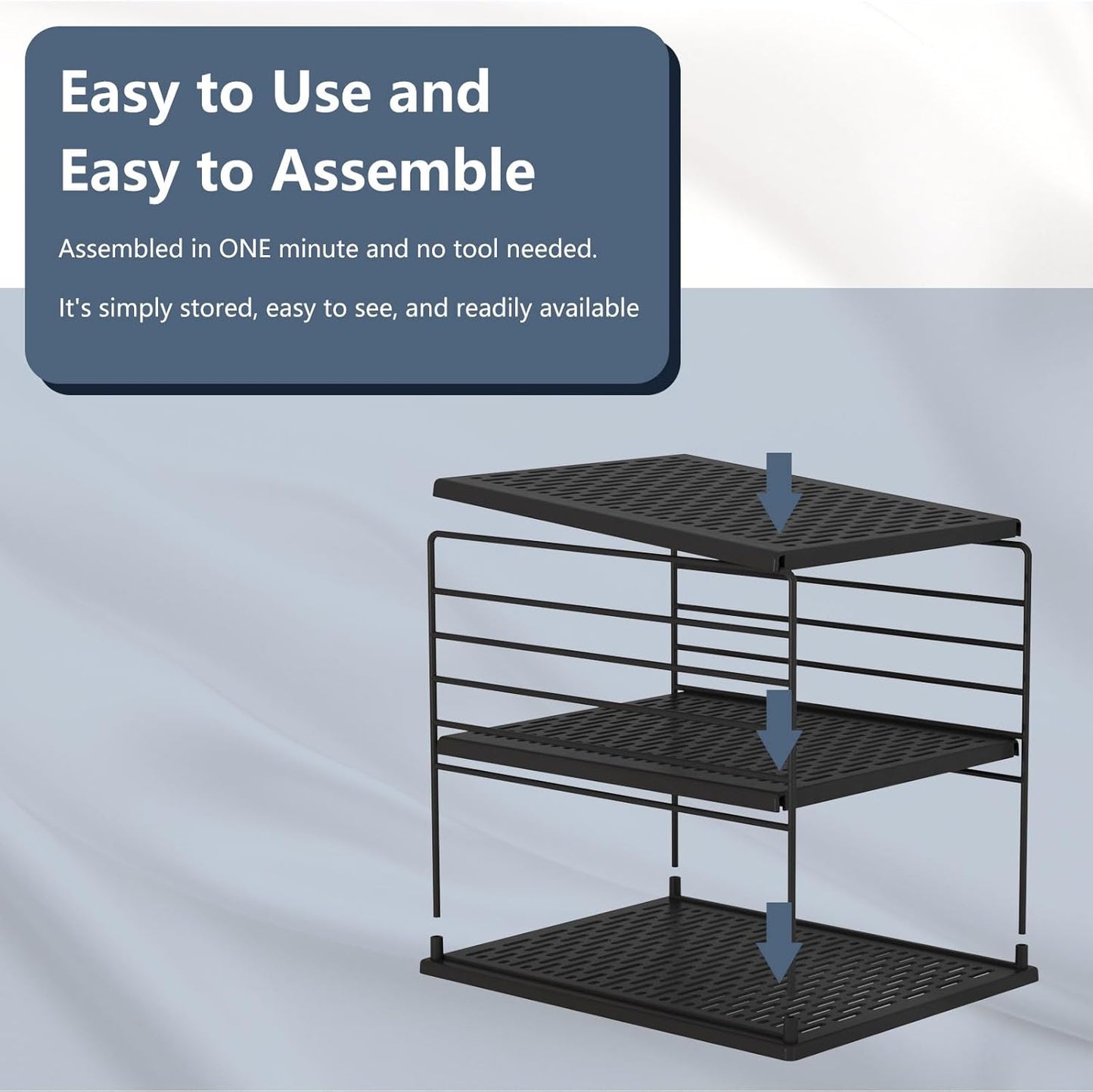 Pantry Organizer- Divided Compartment Holder for Aluminum Foil, Wraps & Baggie Boxes, Upgraded Shelf Storage