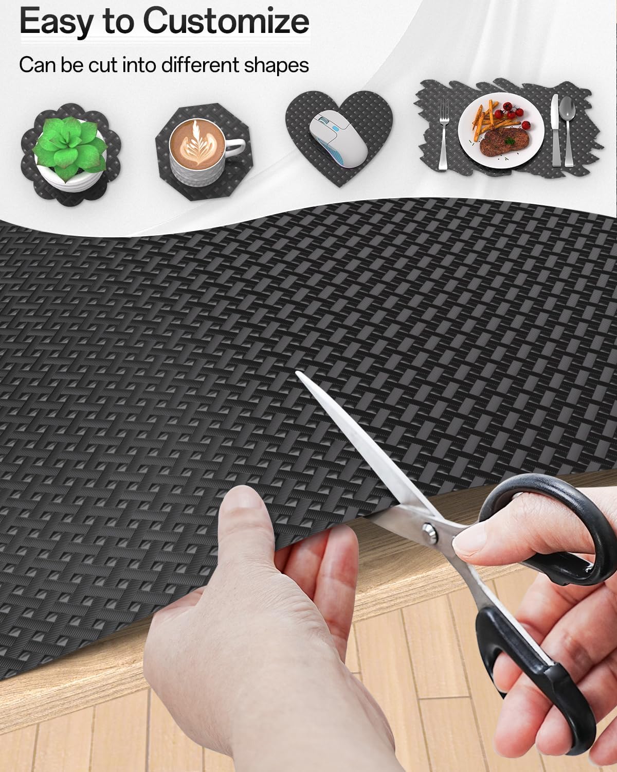 Shelf and Drawer Liner for Kitchen Cabinet, Non-Adhesive 24in x 120in Waterproof Contact Paper Refrigerator Liners Thickened Durable EVA Material Non Slip Mat for Dresser Cupboard Pantry Protector