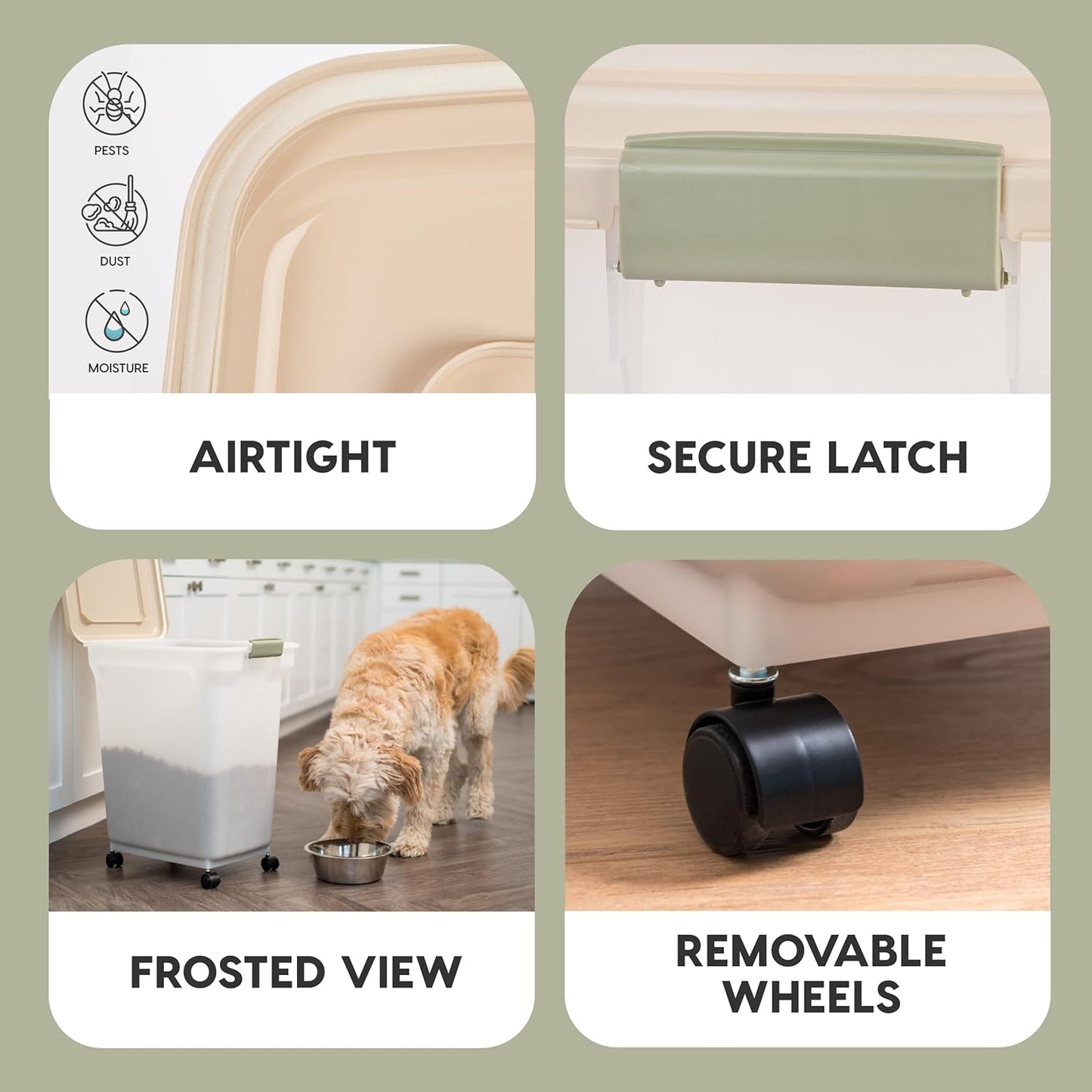 IRIS USA 67 quart Airtight Pet Food Container, Almond (300689)