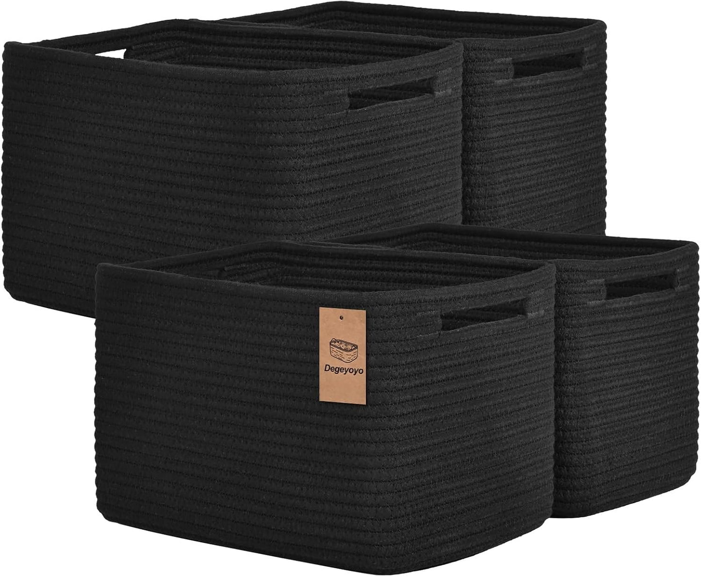 Storage Baskets for Organizing, 4 Pack Storage Baskets for Shelves, Woven Basket for Shelves, Closet Organization, Rectangle Organizer Basket Gifts Empty, 13"Lx8.7"Wx7.9"H Decorative Bins with Handles