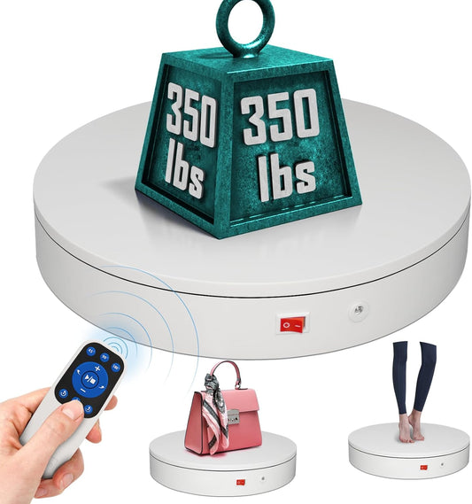12.6Inch/350lbs Capacity Large Rotating Platform,Remote Rotating Display Stand ,Electric Motorized Turntable,Photography Turntable,Heavy Duty Rotating Platform for Photography,3D Scanner,Exhibition
