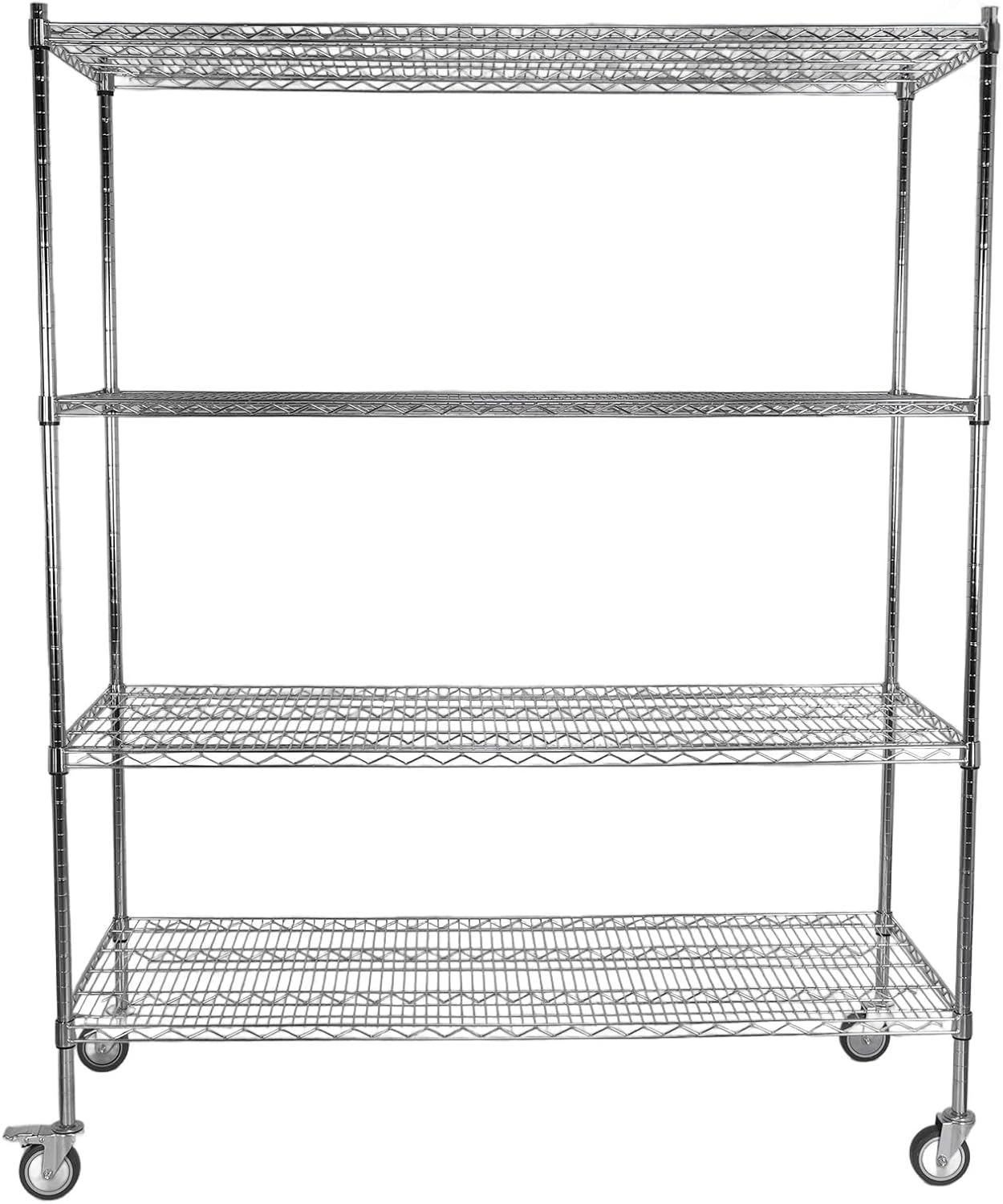 5-Tier 70.87x59.76x23.98in Heavy Duty Steel Storage Rack Each Layer Support 250KG Shelving Units and Storage Rack with Wheels for Warehouse Garage Hospital Commercial Space