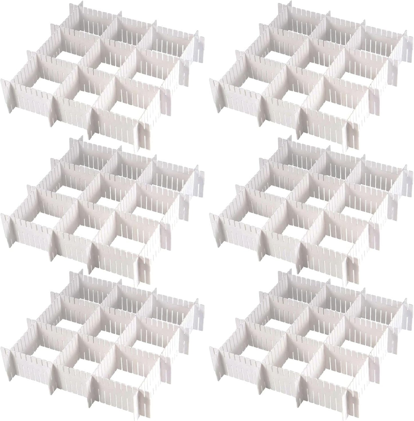 72 Pieces DIY Plastic Grid Drawer Organizer, 12.6 Inch Plastic Grid Drawer Dividers, Plastic Adjustable Drawer Dividers Organizer for Sock, Underwear, Scarf, White