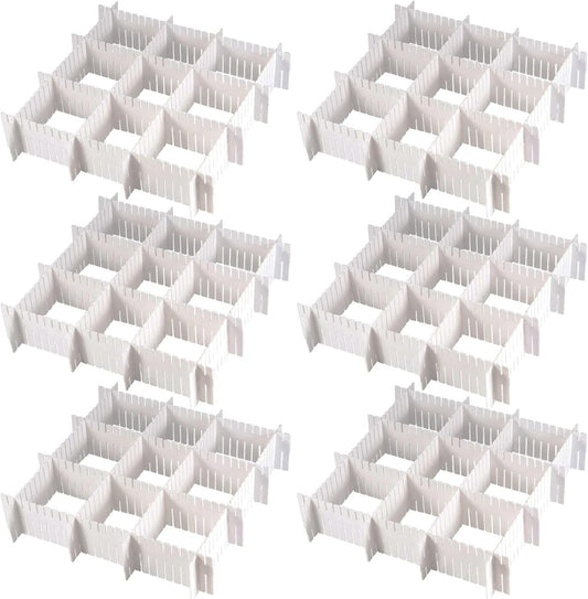 72 Pieces DIY Plastic Grid Drawer Organizer, 12.6 Inch Plastic Grid Drawer Dividers, Plastic Adjustable Drawer Dividers Organizer for Sock, Underwear, Scarf, White
