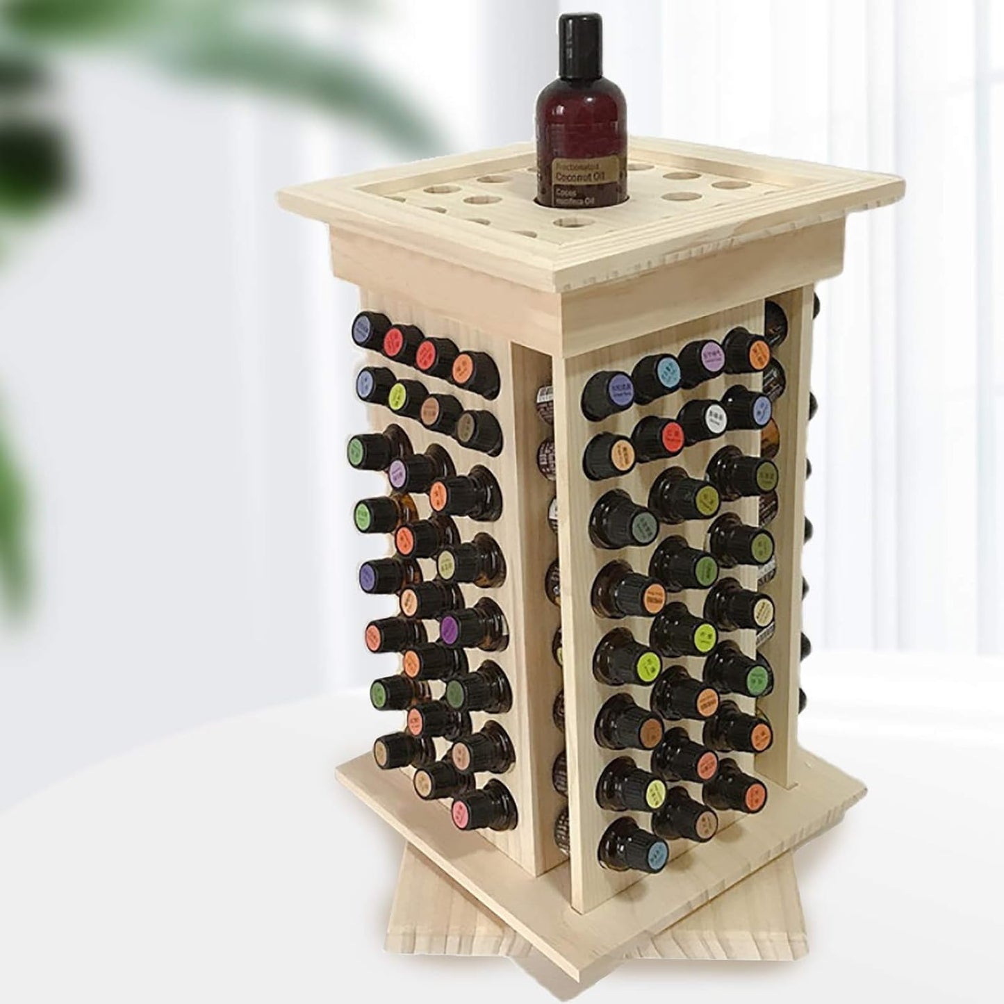Rotating Essential Oils Storage Rack,8 Tiers 104 Slot Oil Bottle Display Storage Organizer,Hold 5ml & 15ml Bottles,for Home, Beauty Salon, Perfume Store