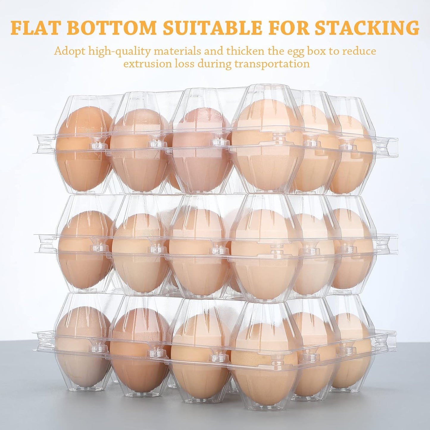 Tanlade 100 Pcs Plastic Egg Carton, 12 Grids Clear Chicken Egg Tray Disposable Plastic Holder Empty Container for Farm Refrigerator Fresh Storage(7.5 x 5.7 x 2.5 Inch)