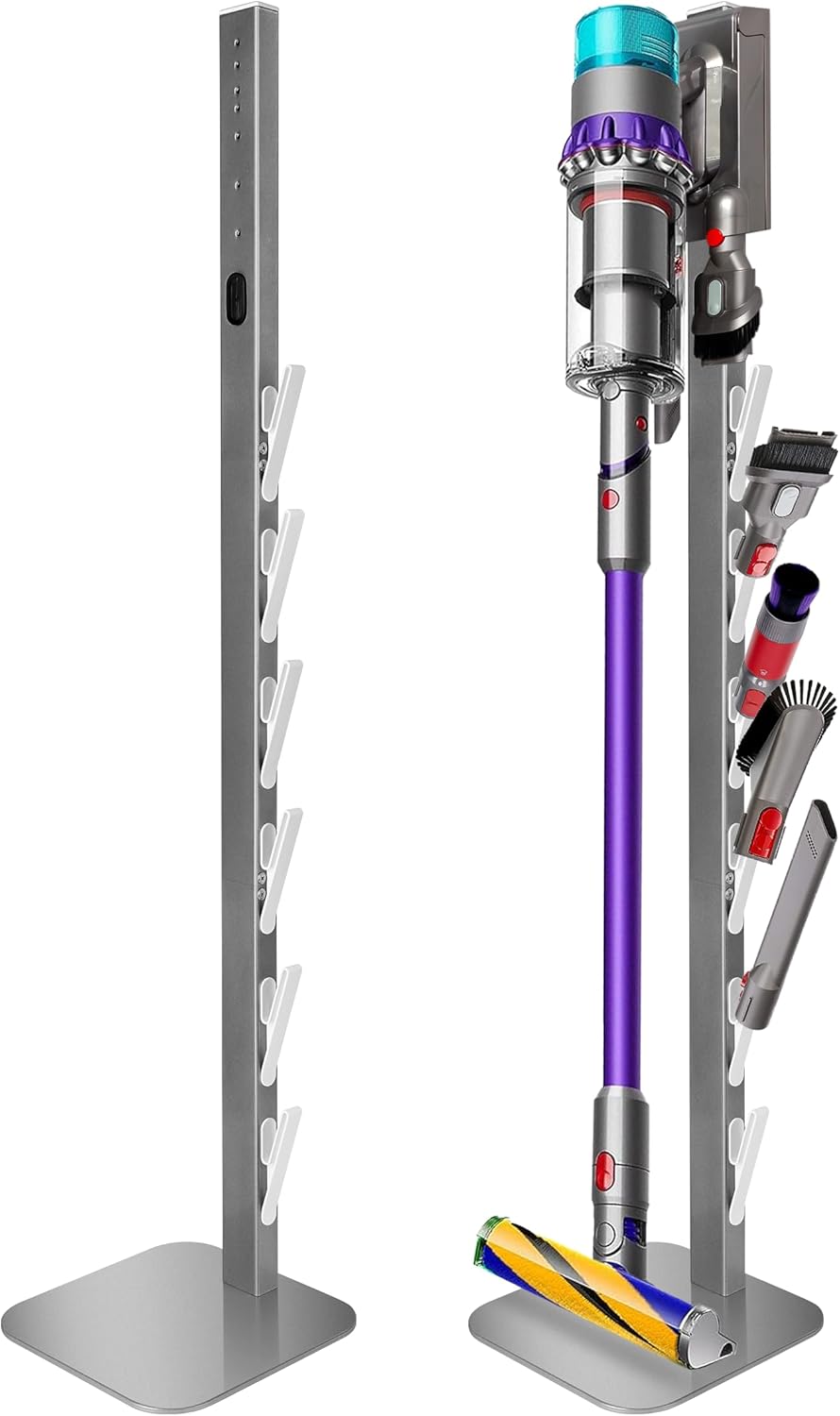 Haturi Vacuum Stand Compatible with Dyson G5 V15 V12 V11 V10 V8 V7 V6, Hidden Power Cord Standing Dock Holder, Metal Docking Station for Dyson Handheld Cordless Vacuum Cleaner & Accessory & Attachment