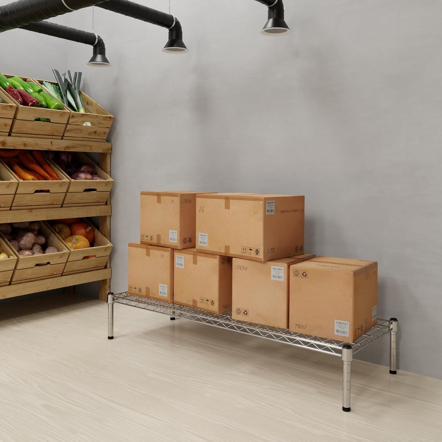 18" Deep x 48" Wide x 8" Height Wire Shelving Kit | 1-Tier | NSF Commercial Storage Rack Unit