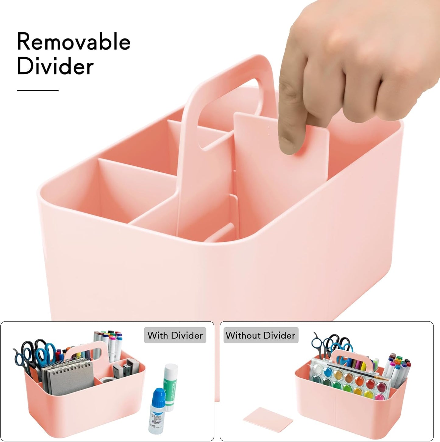 Tiawudi 2 Pack Caddy Organizer with Handle, Portable Plastic Caddy, Storage Organization for Cleaning, Bath, Makeup, Art, Craft, Stationery, Classroom and Office, Tote Organizer