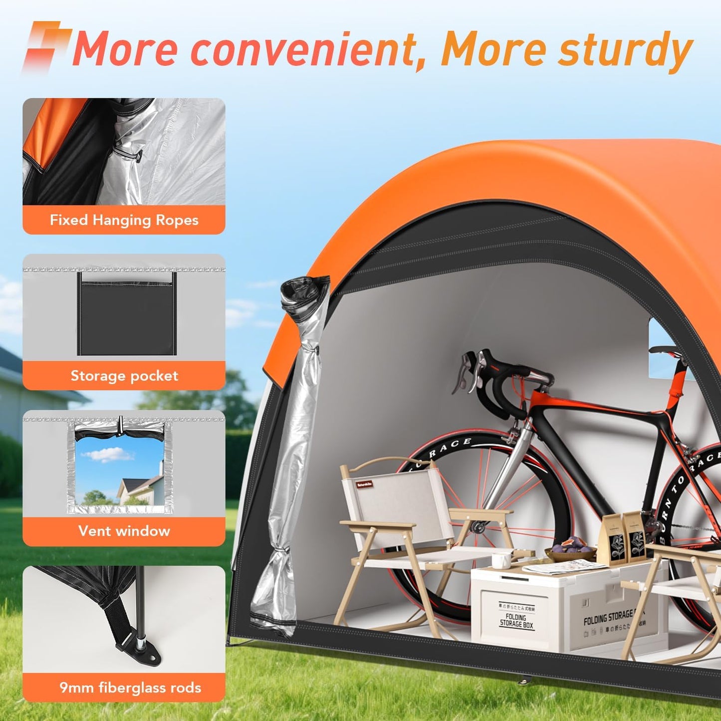 Upgraded Bike Tent with Rain Cover, Portable Outdoor Storage Shed for 2 Bikes, 210D Oxford Fabric PU4000 Waterproof, Bike Shed/Bike Cover for Motorcycles, Garden Tools, Lawn Mower