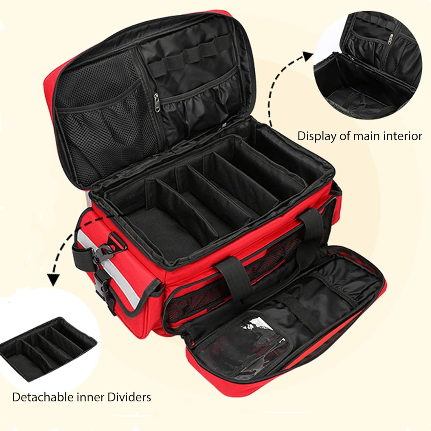 Medical Bag,First Aid Bag,First Responder Bag for Trauma,Emergency Medical Bag Organizer,Trauma Bag with Detachable Dividers for Nurses,Home Health Care, EMT(Bag Only)