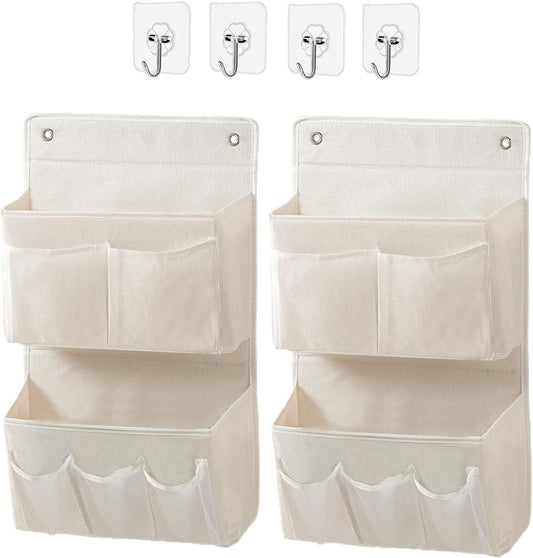 Wall Hanging Organizer – Over the Door Storage & Behind Door Organizer for Dormitory, Bathroom, Bedroom, Kitchen, Nursery, Space-Saving (White, 2 Pack)