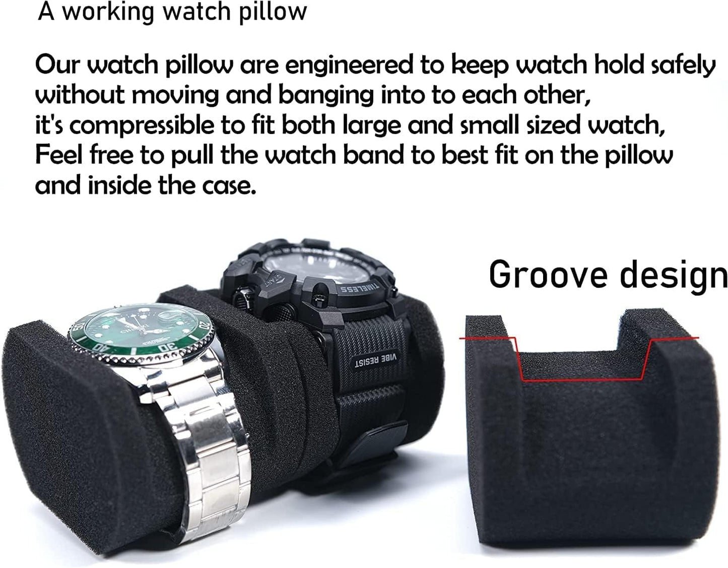 Hard Watch Travel Case, 5 slot Watch Roll Case Storage and Organizer for Men and Women, with anti-move watch pillow