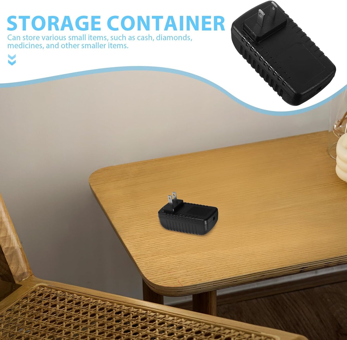 Hidden Charger Plug Secret Storage Container Portable Hidden Cash Security Box for Home Safe Secure Storage with Discreet Compartments Black Plastic Mimic Design