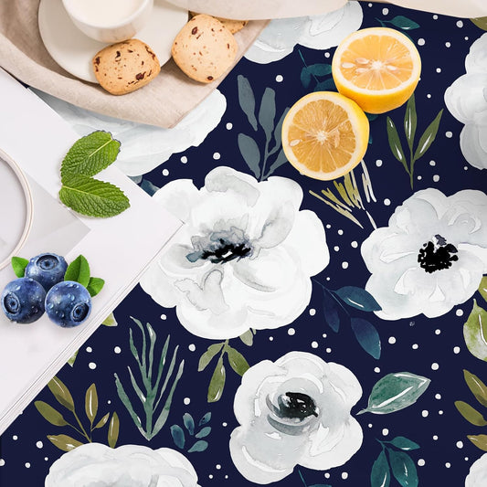 HAOKHOME Shelf Liner and Cabinet Liner Floral, Self-Adhesive Drawer Liners, Peel and Stick Contact Paper for Kitchen Cabinets and Cupboard,Bedroom Drawers, Navy/White/Green 17.3in x 6.5ft