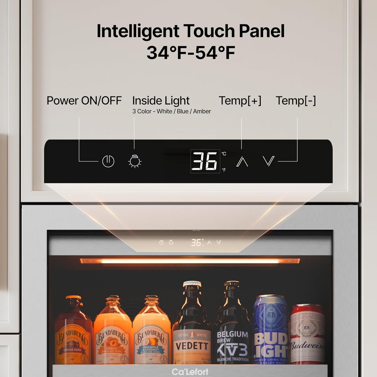 Ca'Lefort Beverage-Refrigerator 24 Inch, Tall Beverage Fridge Cellars Large Bar Drink Cabinet Built-in or Freestanding with Glass Door, Beer Cooler for Bottles and Cans Beer/Soda/Water/Wine