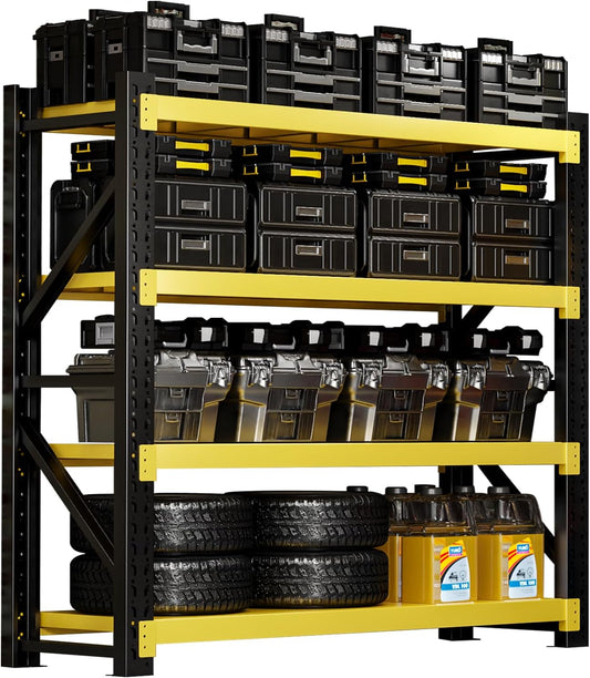 3000LBS Heavy-Duty Garage Shelving, 59" W Metal Shelves, 4-Tier Adjustable Garage Shelving Units, Storage Racks for Warehouse, Workshop