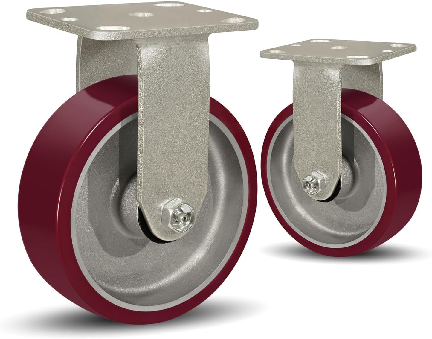 SY America 6" X 2" Casters Wheels,Heavy Duty Industrial Casters，Polyurethane on Aluminum Wheels,2 Rigid Casters,2600 LBS Load Capacity