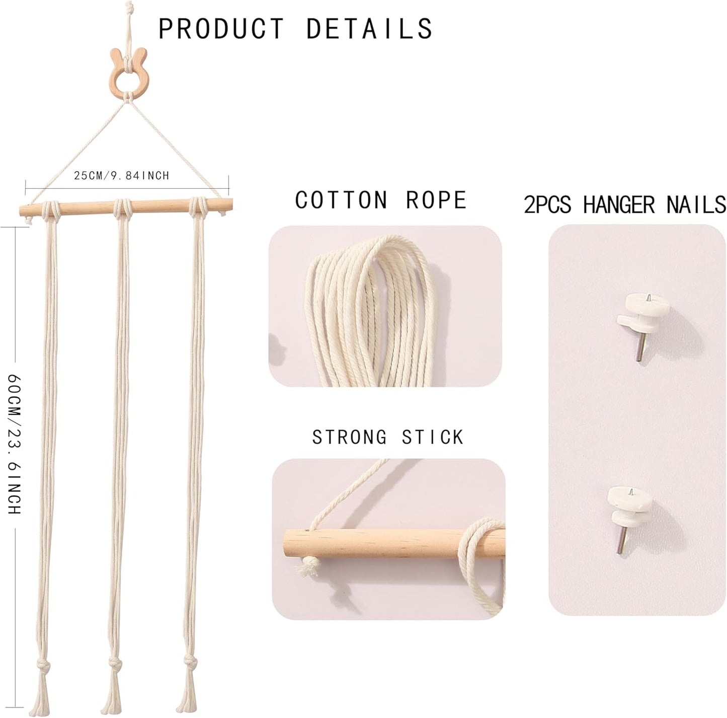 Macrame Hair Clips Organizer, Wall Hanging Hair Accessories Holder and Storage for Women and Girls, Claw Clip Hanger Home Decor