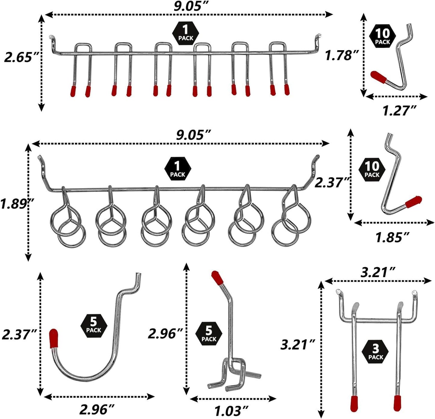 114 pcs Pegboard Hooks Assortment with Metal Hooks Sets, Pegboard Bins, Peg Locks for Organizing Storage System Tools
