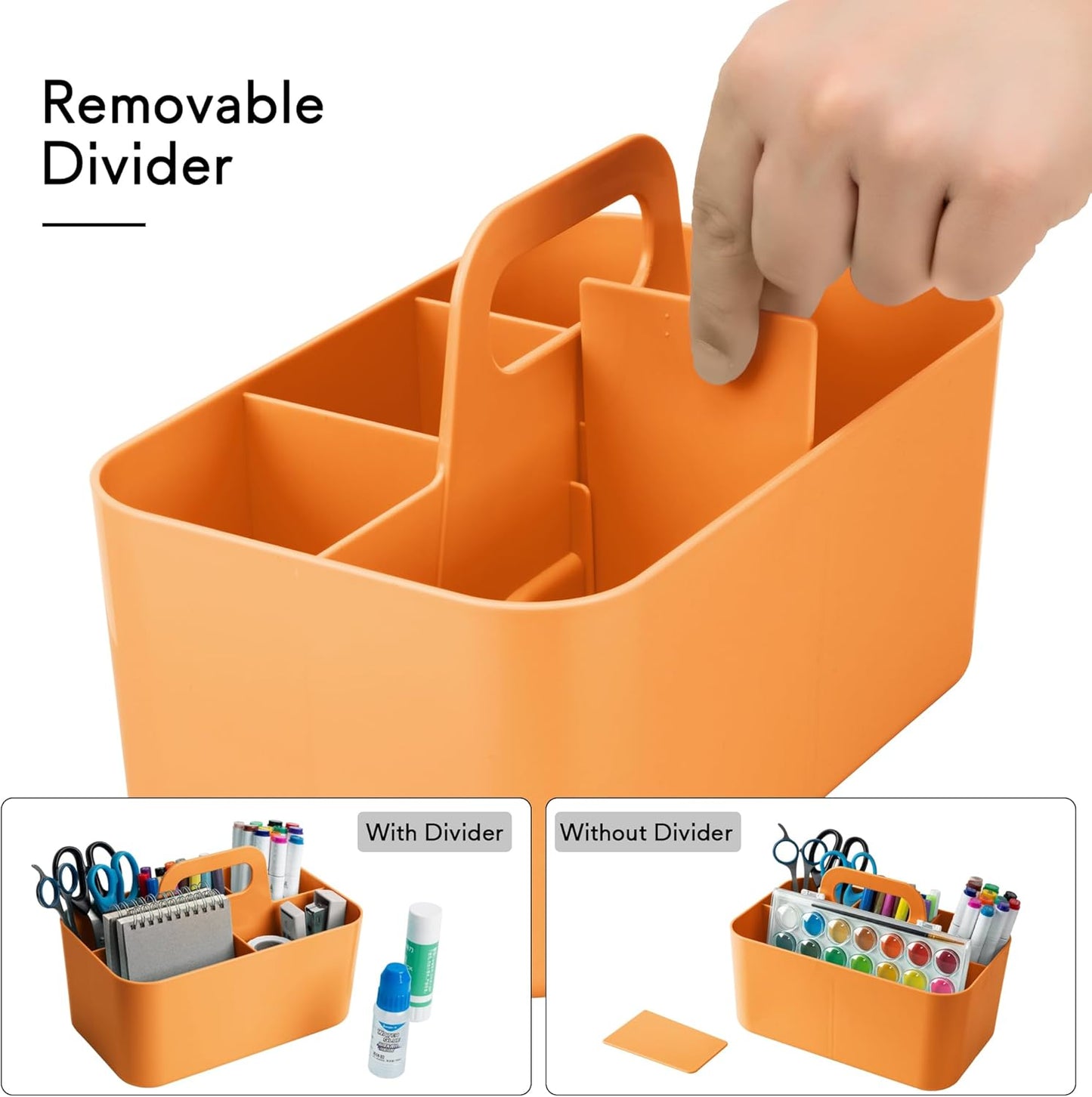 Tiawudi 2 Pack Plastic Caddy with Handle, Stackable Storage Organization for Cleaning, Bath, Makeup, Art, Craft, Stationery, Classroom and Office, Portable Tote Organizer