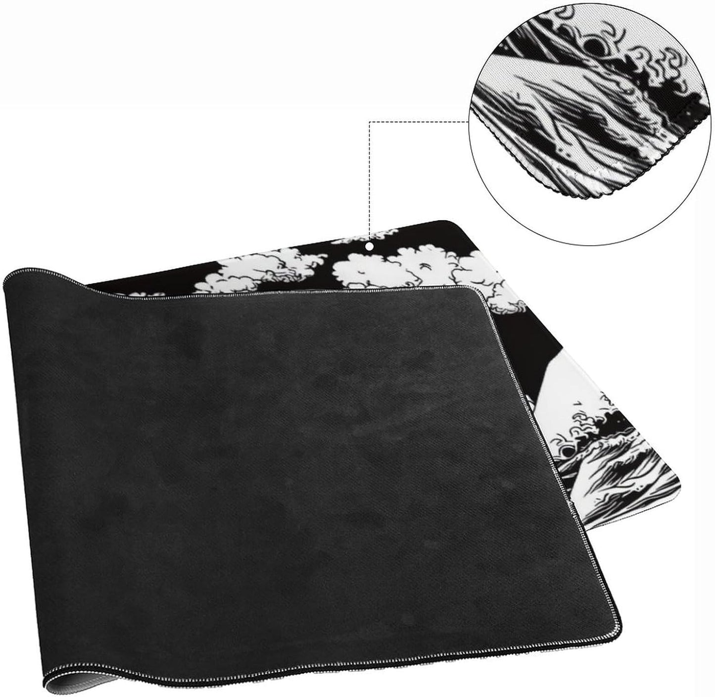 Japanese Sea Wave Large Mouse Pad, Anime Style Gaming Desk Mat, XXL Keyboard Desk Pad Mat for Desktop, 35.4"x15.7" Non-Slip Base Big Mousepad with Stitched Edges