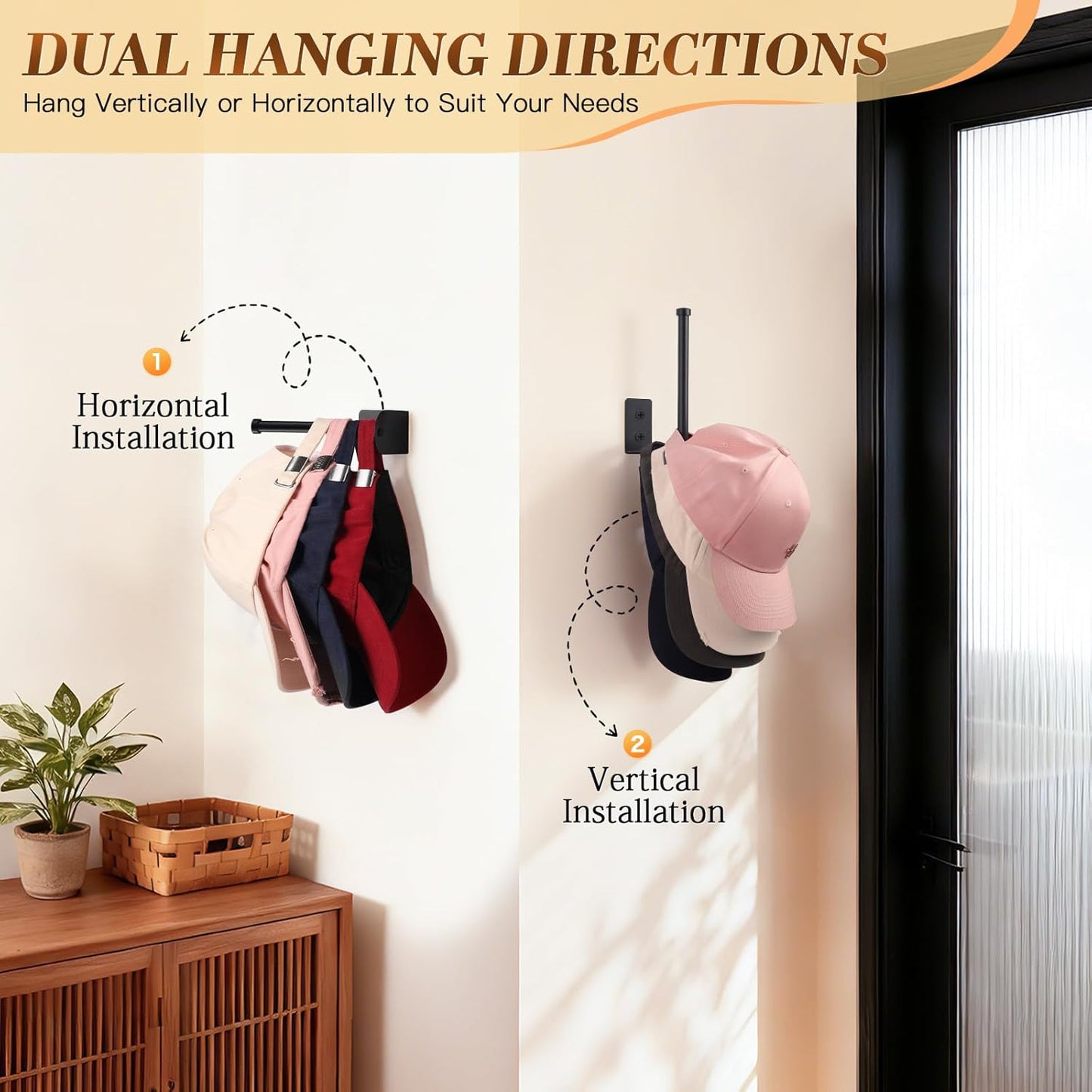 STYLISHT RV Essentials Hat Rack: Camper Accessories 2 Pack,Hat Organizer for RV Accessories Lovers - Perfect for Camper Accessories and Home Organization,Hat Rack for Wall