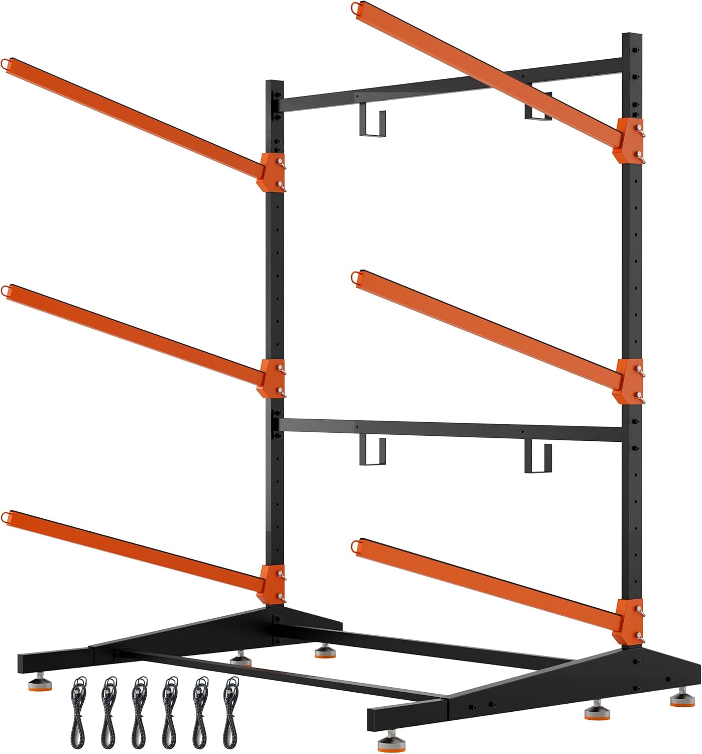 Kayak Storage Rack, Adjustable Outdoor Canoe Rack, Reinforced, Thickened, and Enhanced Rust Resistance, Holds 330 lbs, for Safe Dock and Outdoor Kayak Storage(3-Tier, Orange)